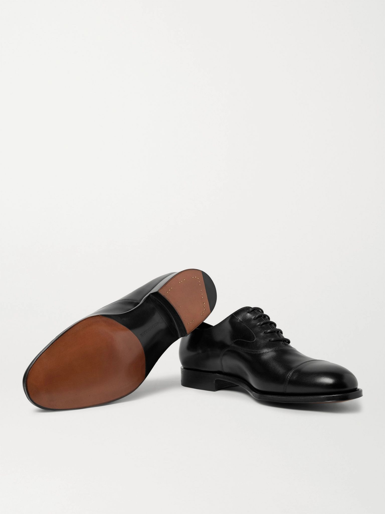 Chelsea Cap-Toe Burnished-Leather Oxford Shoes Black - 6