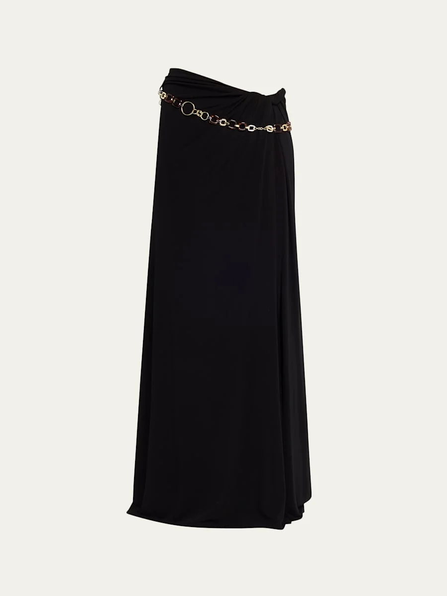 Tortoise Chain Belt Maxi Skirt - 1