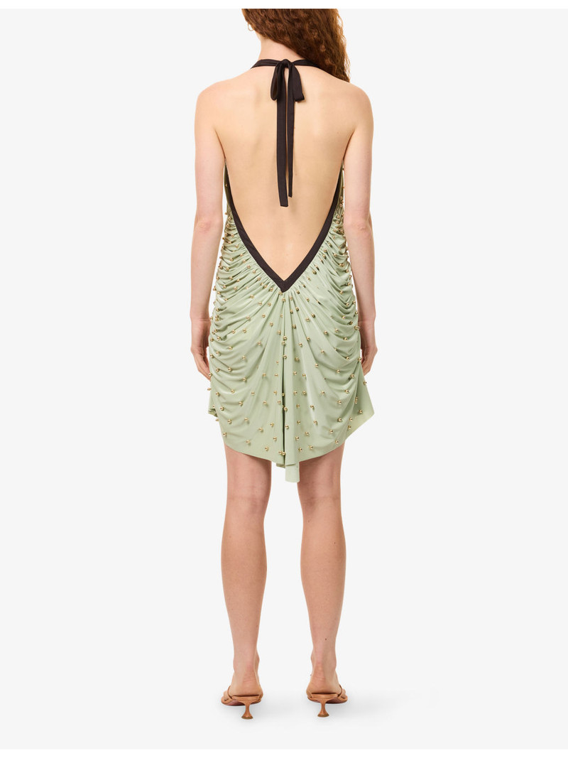 Sage Embellished Stretch-Jersey Mini Dress 4