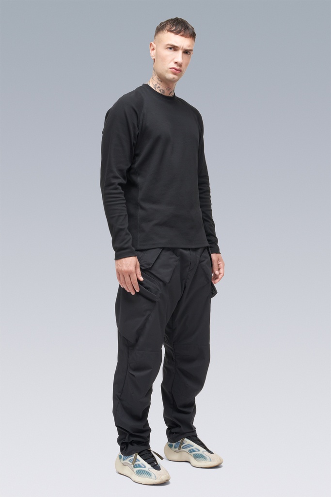 S27-PR Cotton Rib Longsleeve Shirt Black, Size: Medium - 3