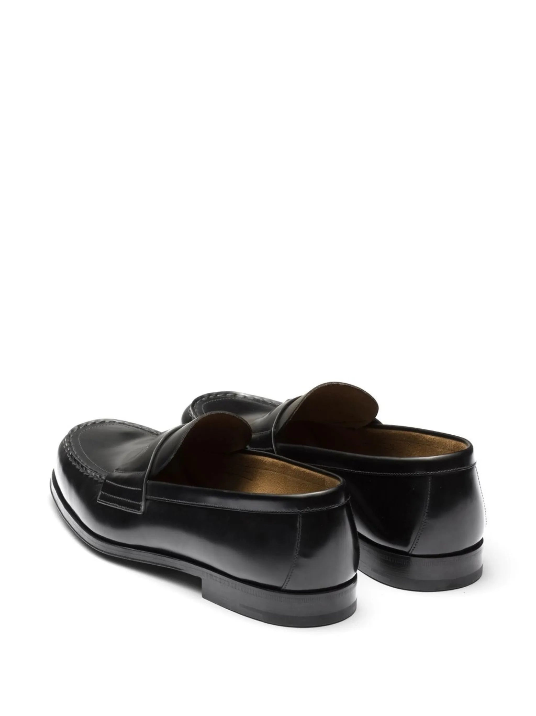logo-plaque leather loafers - 3