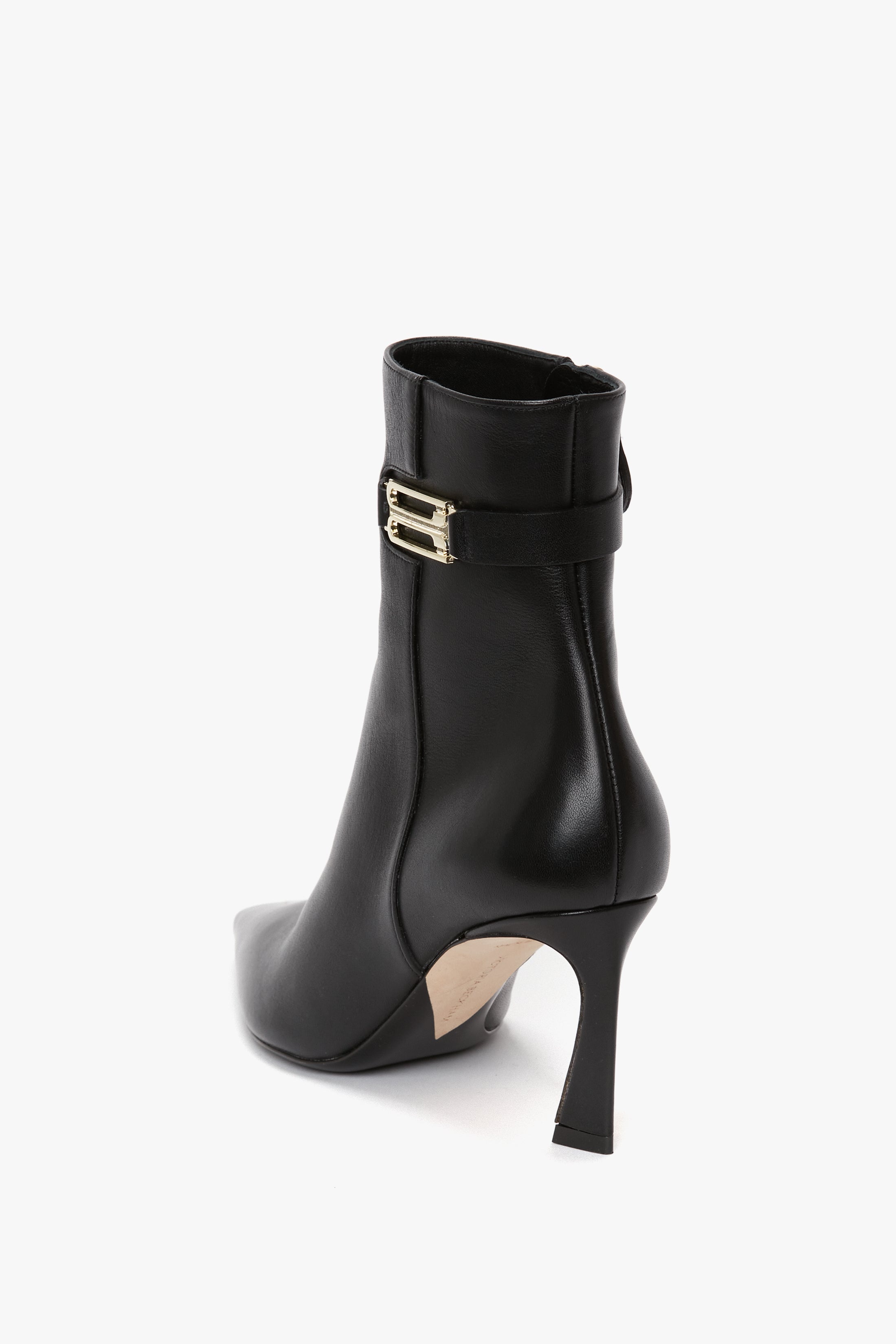 Pointed Toe Half Boot In Black Leather - 3