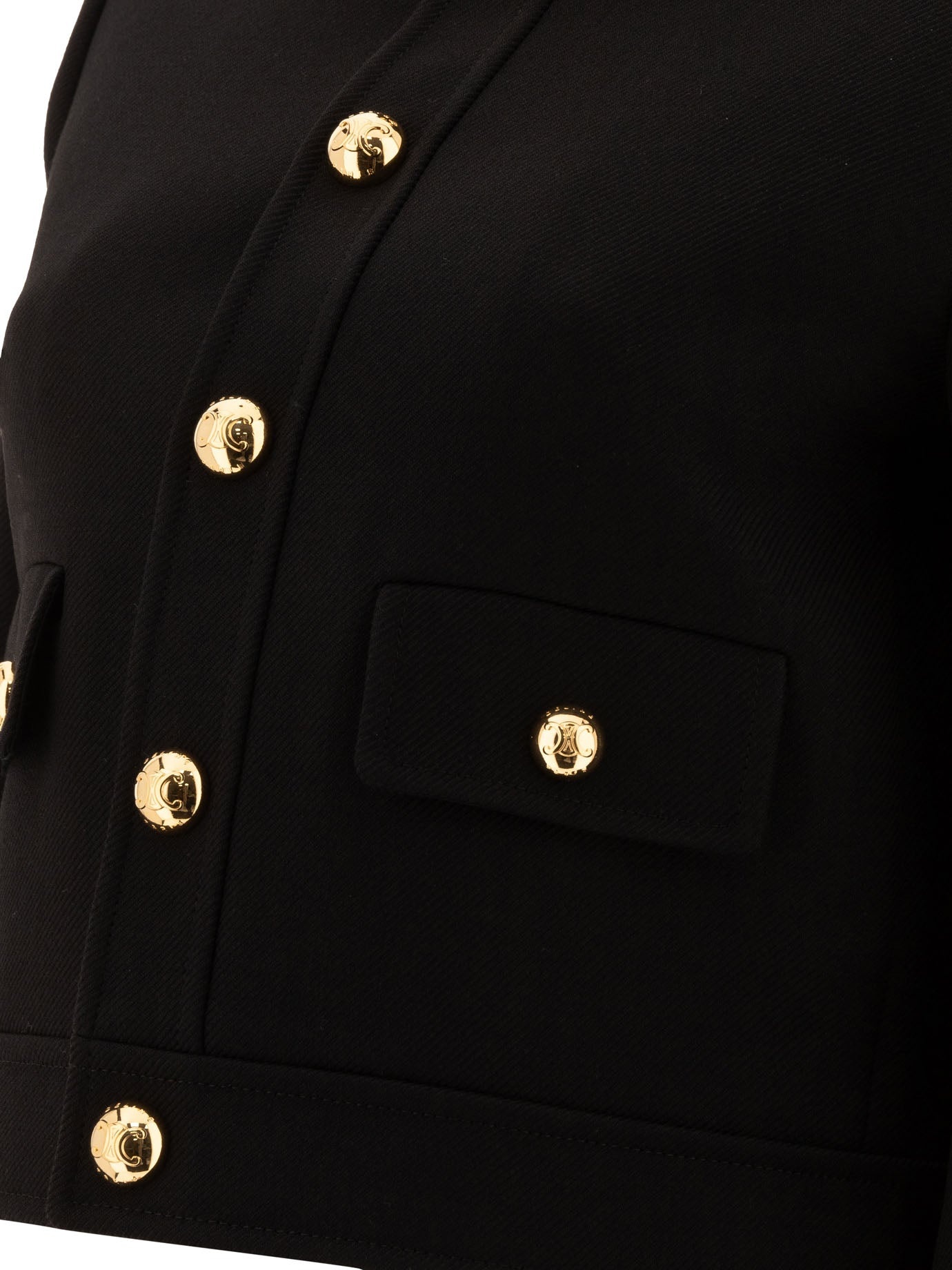 CELINE｜JACKETS (VERNERUIL JACKET (2V36V383Z 38NO)) Verneuil jacket in double faced wool tricotine - BLACK | CELINE