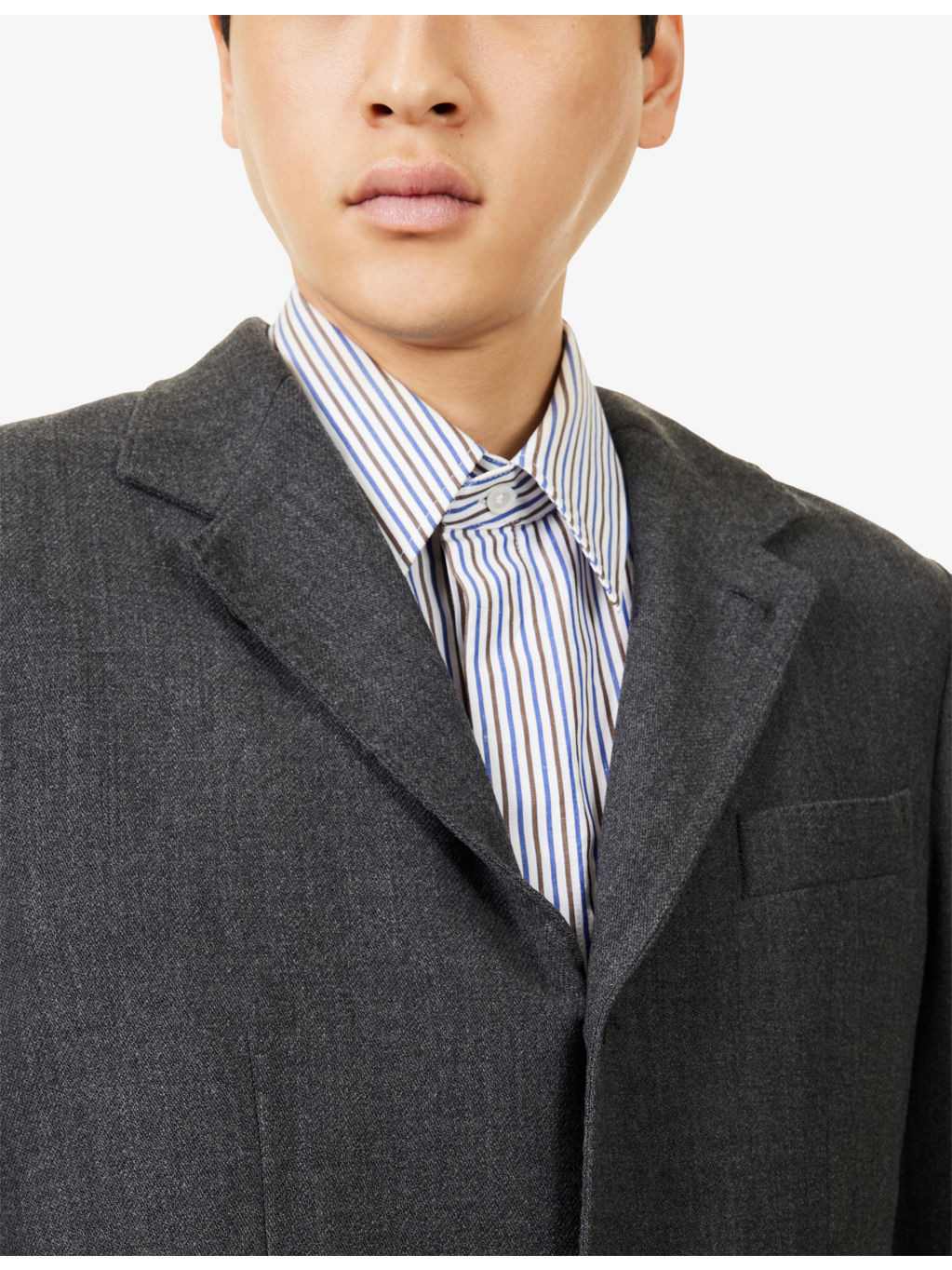 Single-Breasted Stand-Collar Wool-Cashmere Blend Jacket - 6