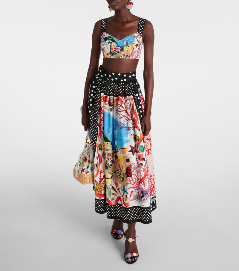 Dolce & Gabbana Capri polka-dot printed cotton bra top outlook