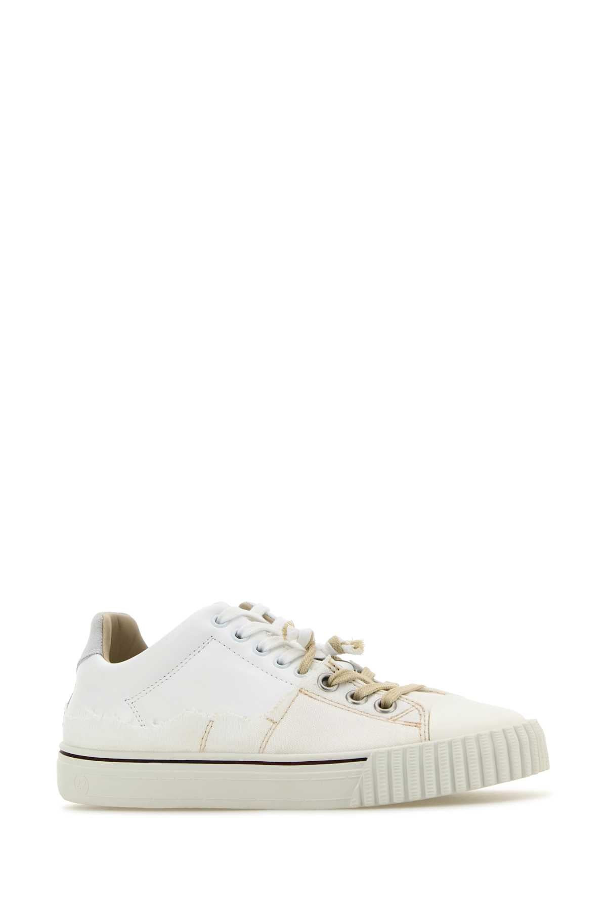 Maison Margiela Women White Leather And Canvas New Evolution Sneakers - 2