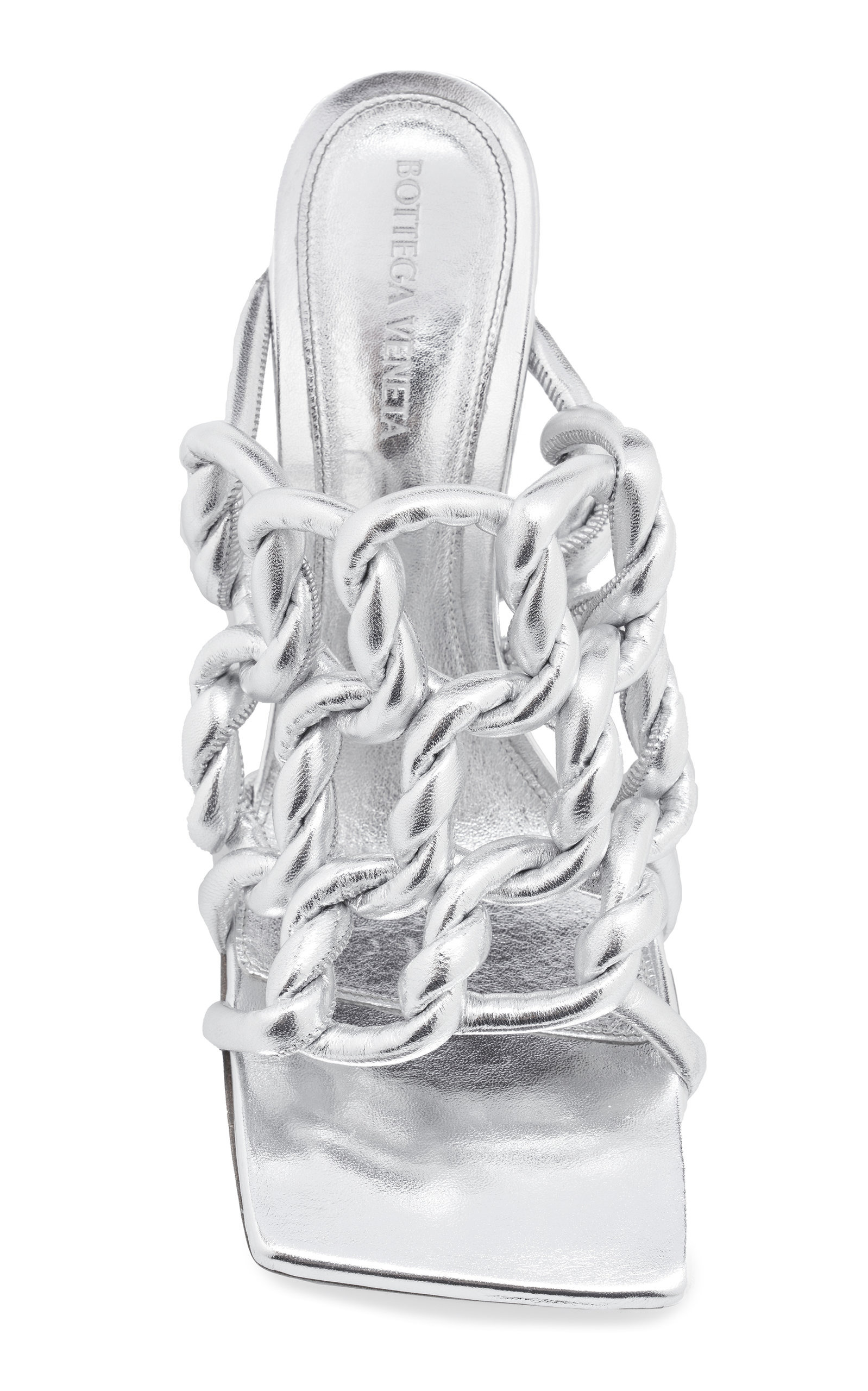 Stretch Metallic Leather Sandals silver - 4
