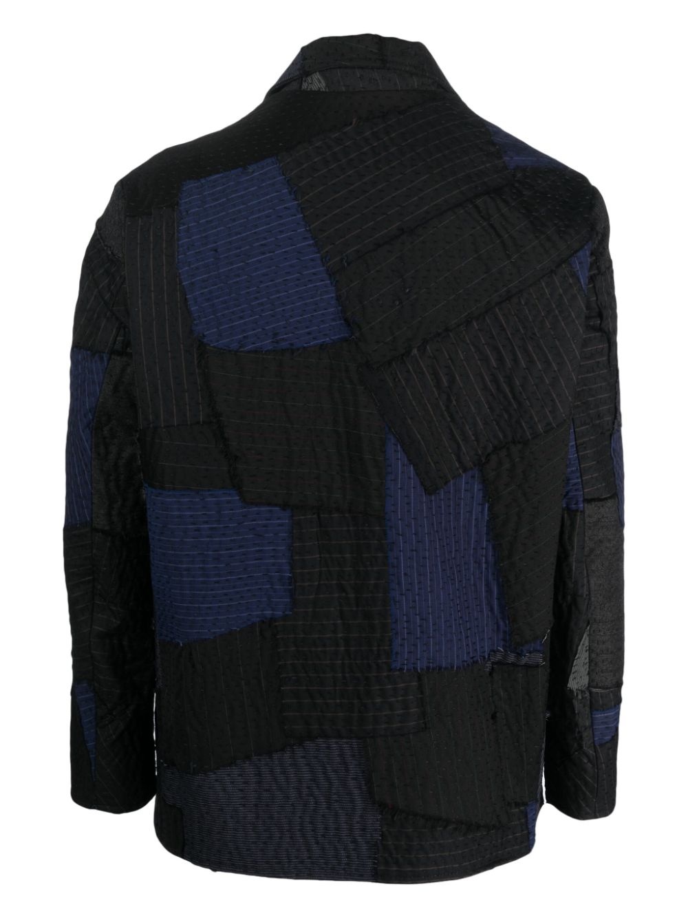 patchwork striped shirt jacket - 2