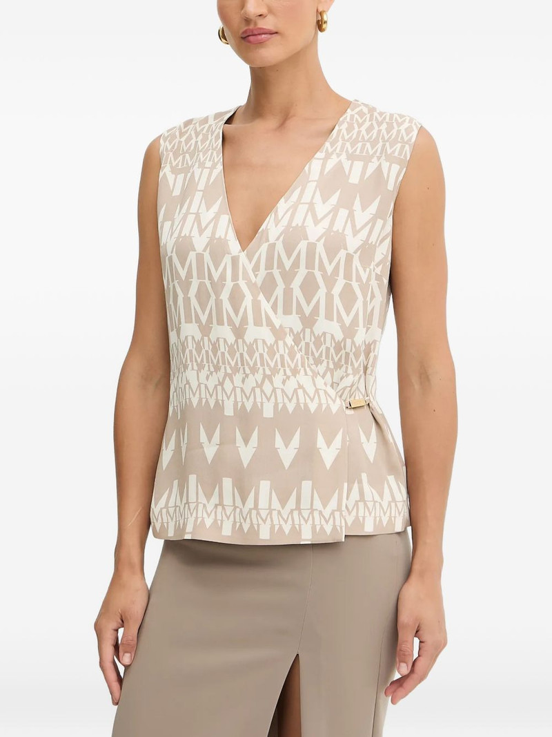 monogram V-neck wrap blouse 1