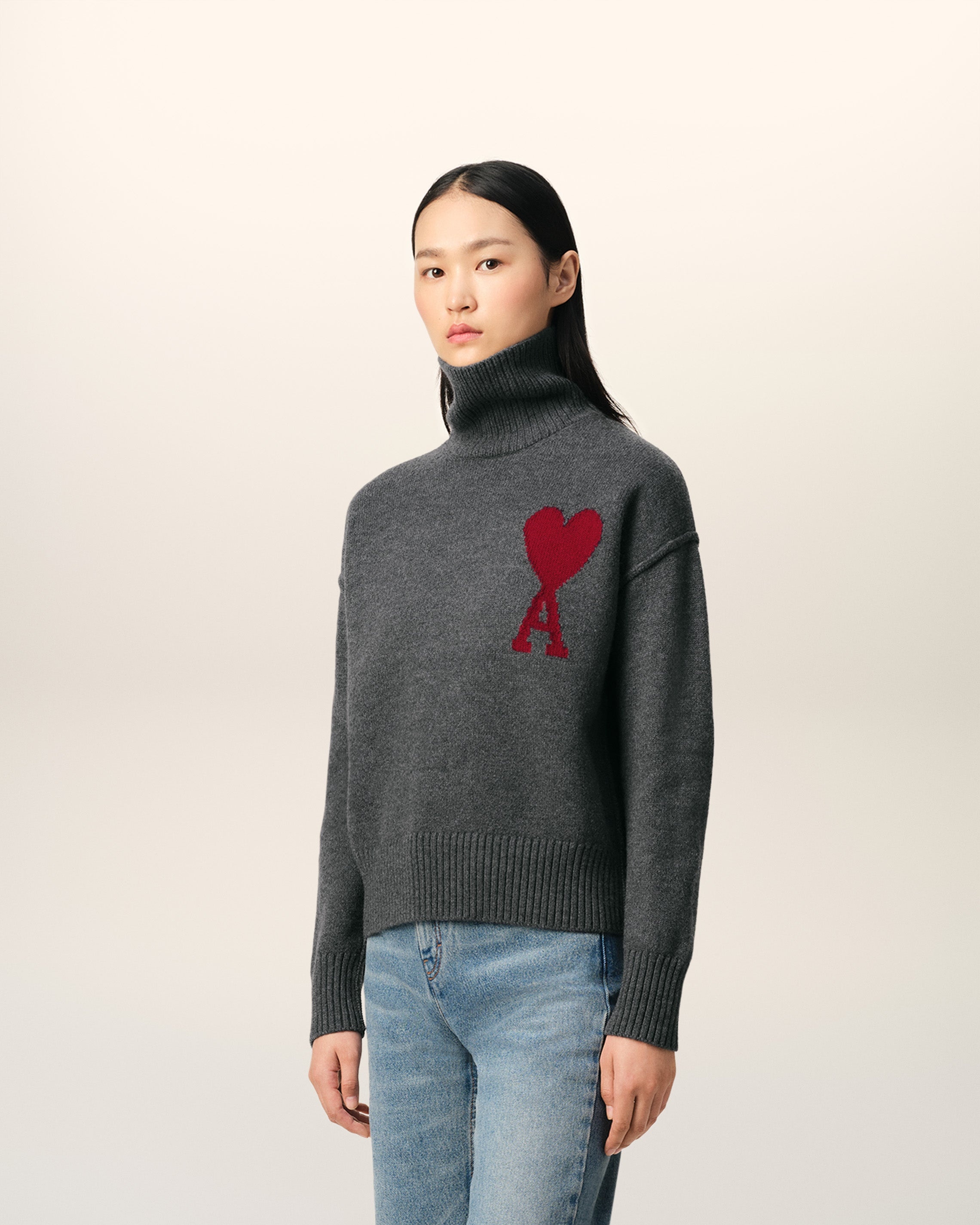 GREY WOOL AMI DE COEUR SWEATER - 6