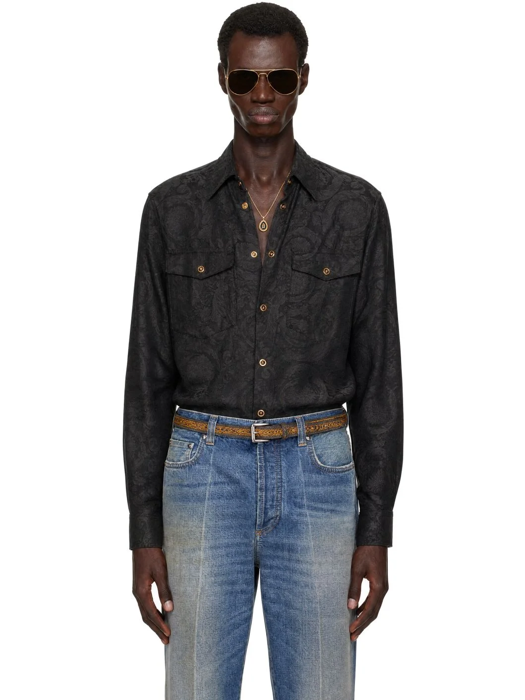 Black Barocco Jacquard Shirt - 1