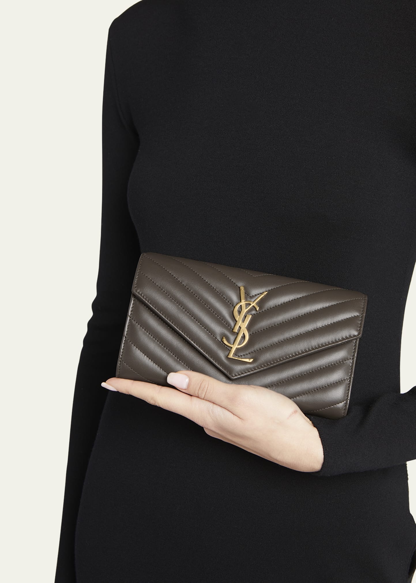 YSL Monogram Large Envelope Flap Wallet in Smooth Leather - 2