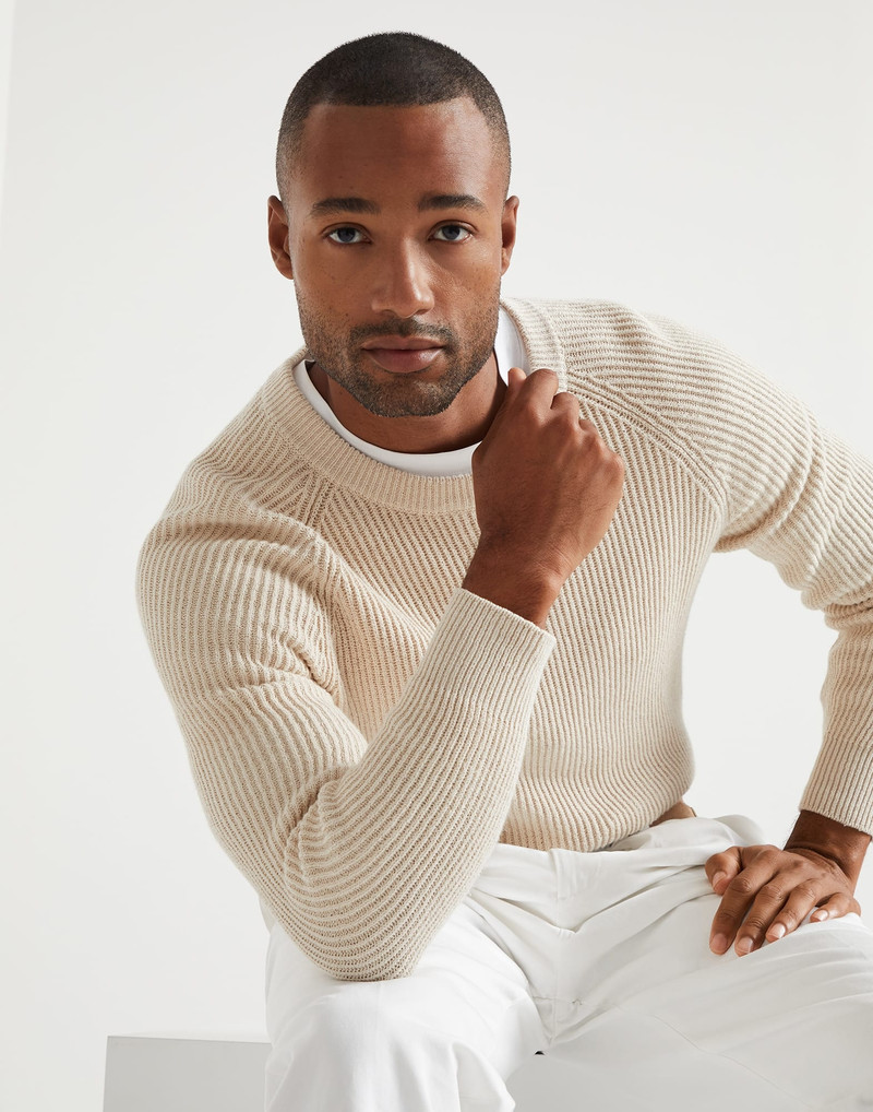 Malfilé cotton English rib sweater with raglan sleeves 4