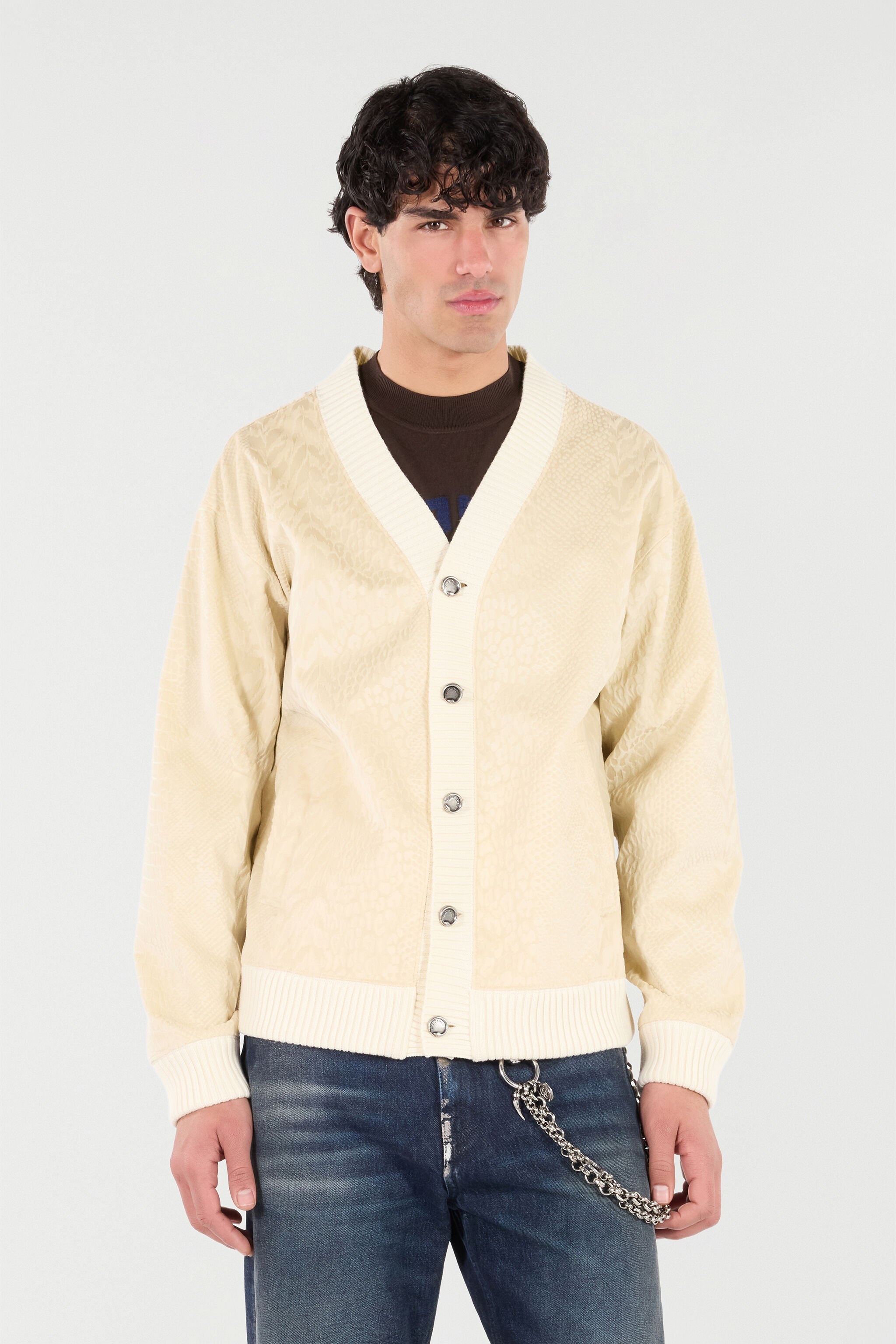 Python-Print Cardigan-Style Sweatshirt - 3