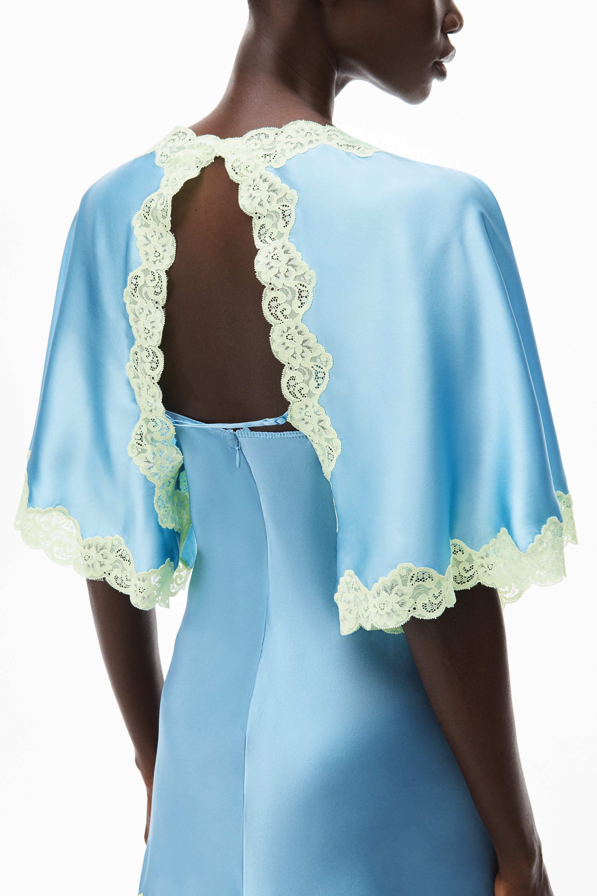 SHORT-SLEEVE TIE SHRUG IN SILK CHARMEUSE - 5