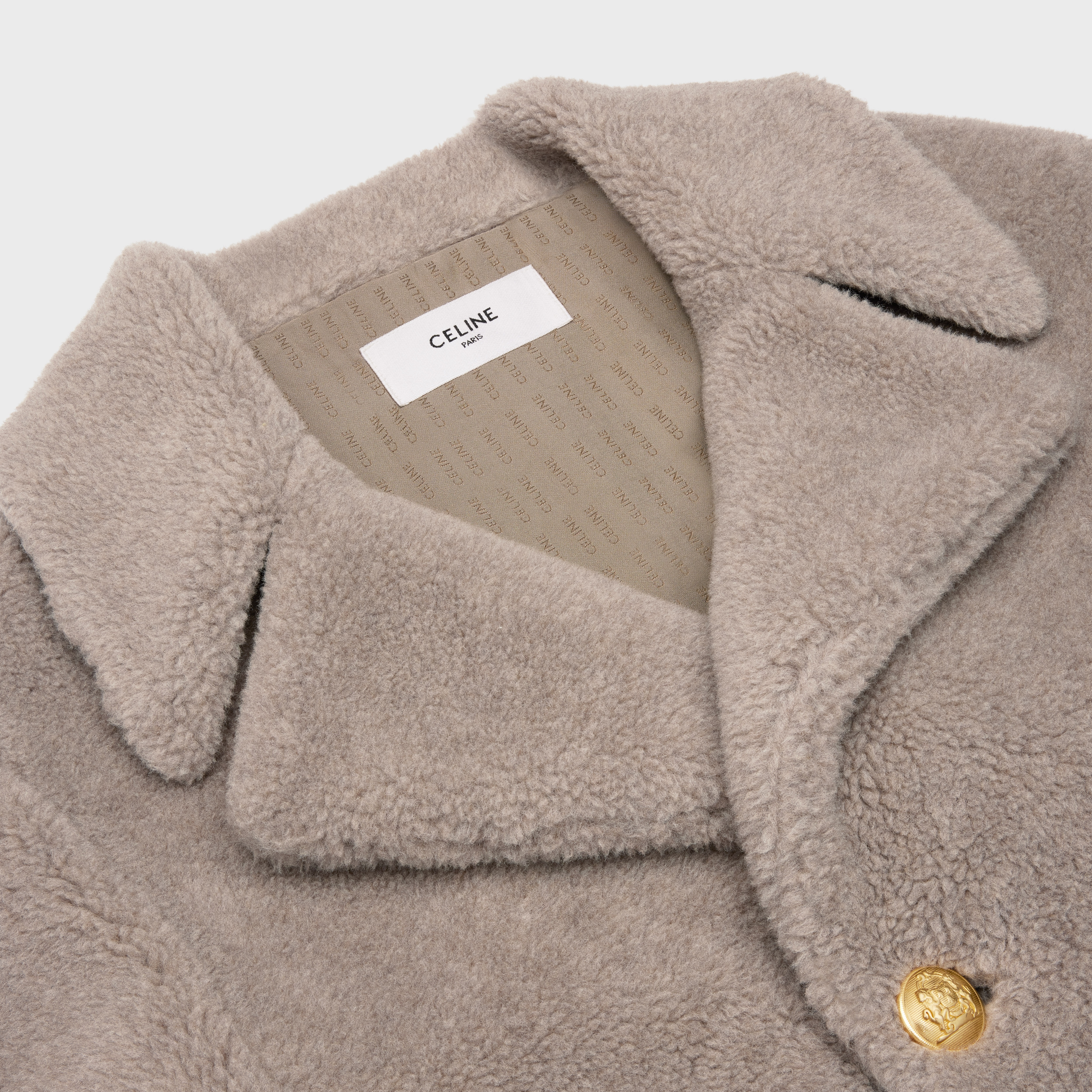 Cropped peacoat in fur-effect silk wool - 3