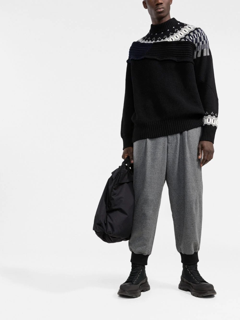 flannel belt-waist trackpants - 2