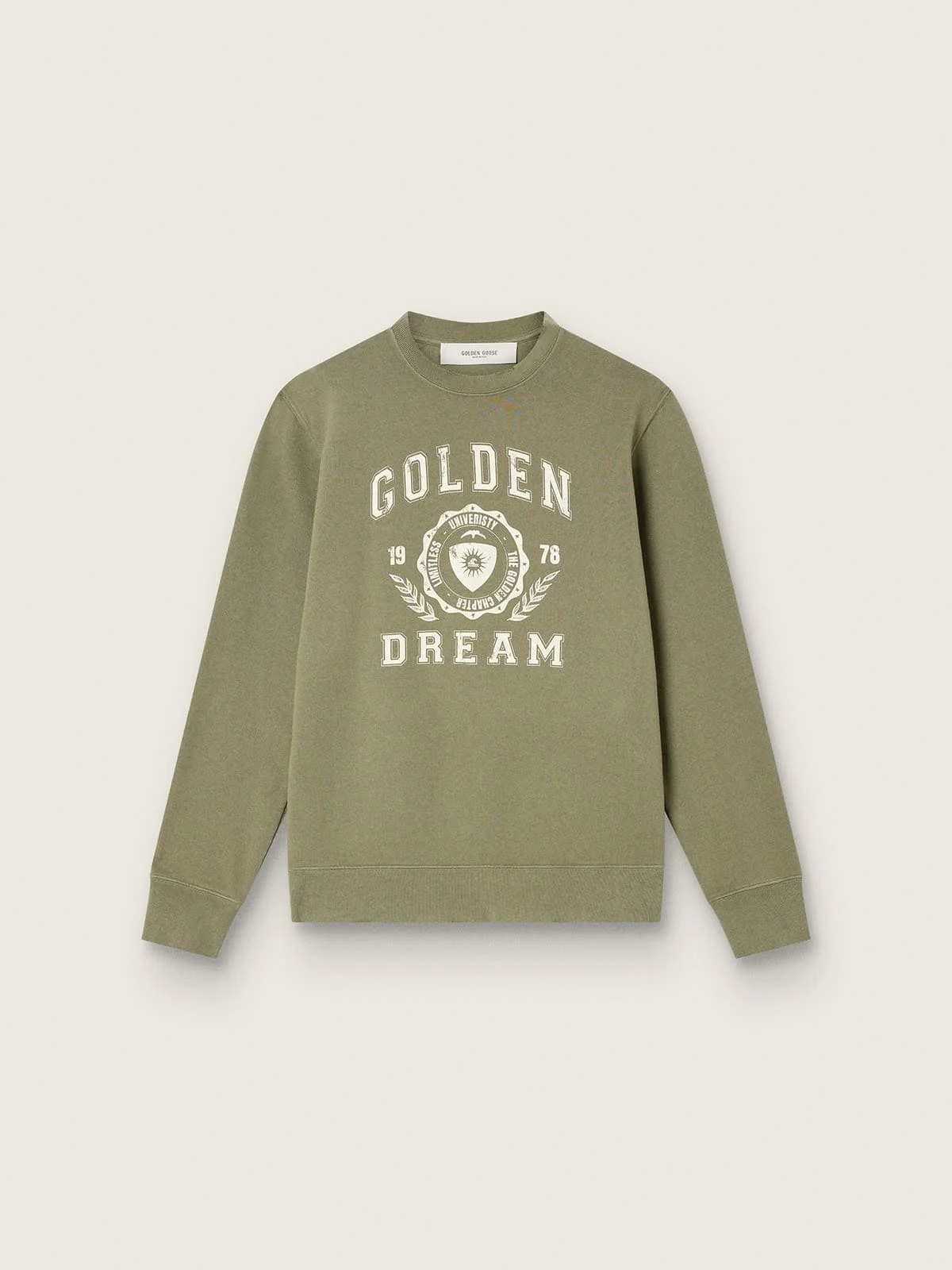 Men's green cotton fleece sweatshirt with logo - 1