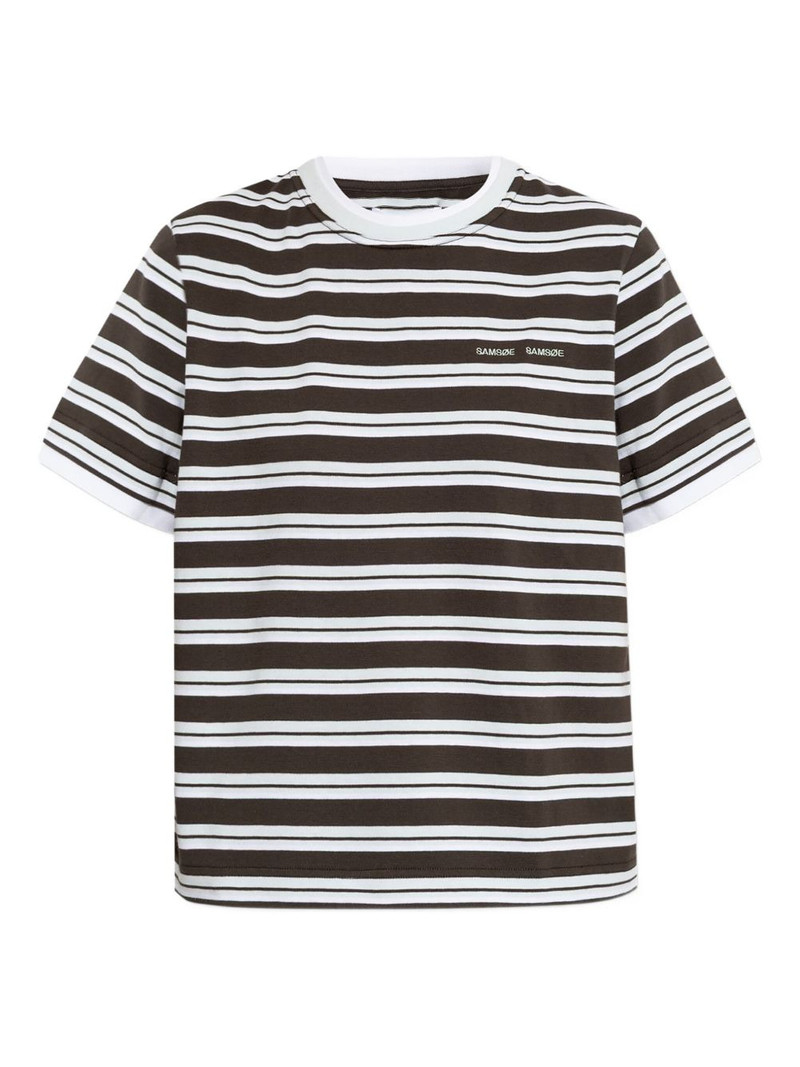 embroidered-logo striped-pattern T-shirt 1