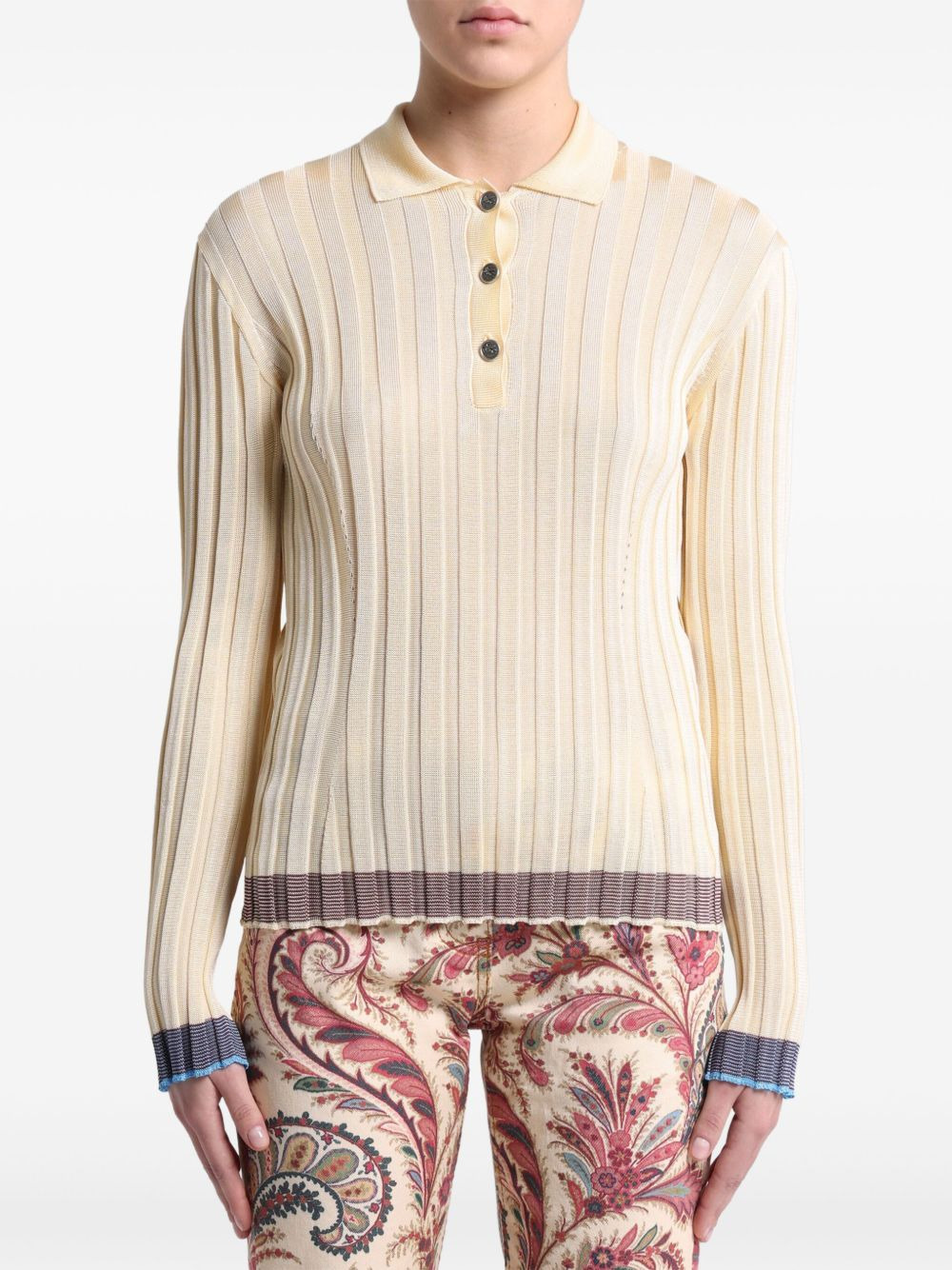 ribbed polo shirt - 2