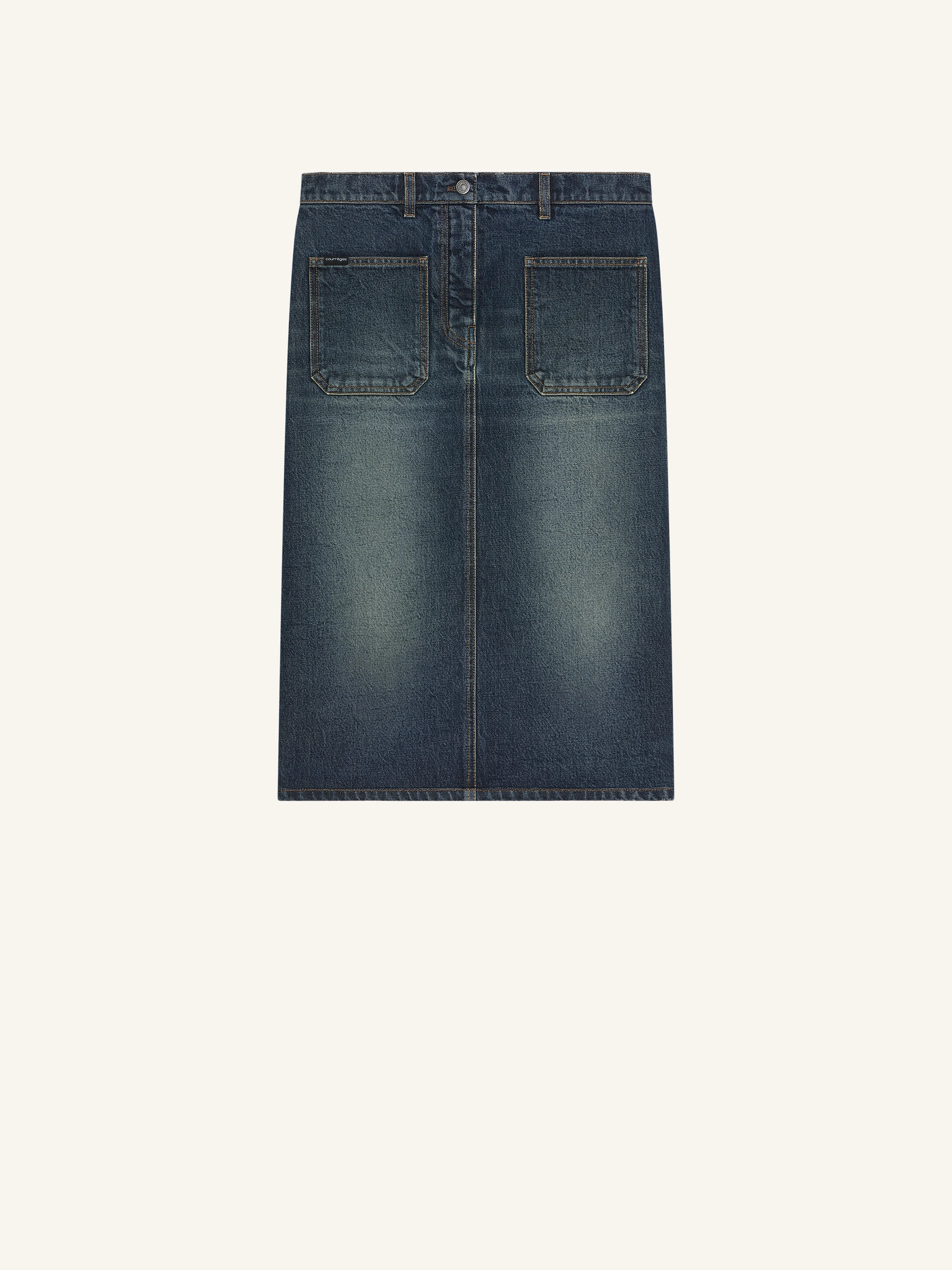 VINTAGE BLUE DENIM MIDI SKIRT - 1