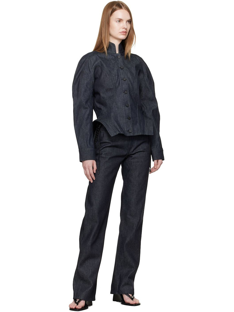 MUGLER Indigo Laced-Up Straight Jeans outlook