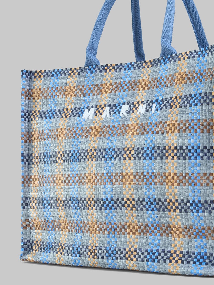 BLUE CHECKED SMALL BASKET BAG - 5