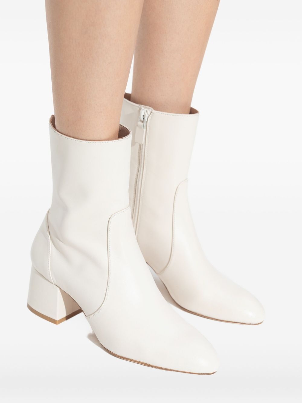 60mm leather heeled boots - 5