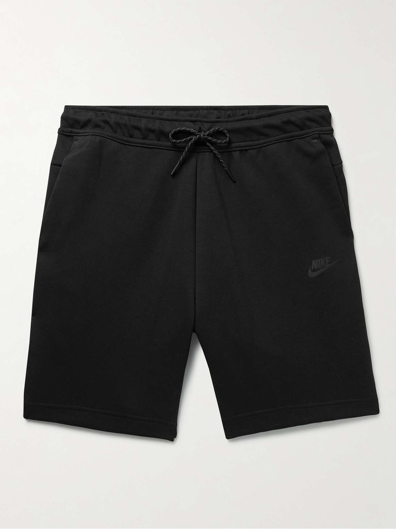 Straight-Leg Cotton-Blend Tech-Fleece Drawstring Shorts - 1