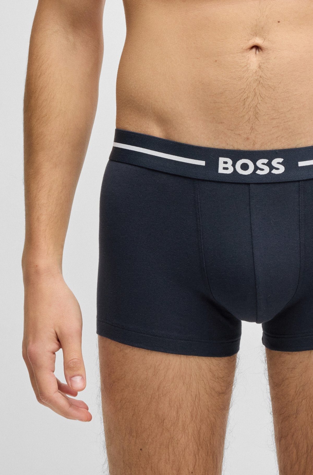 THREE-PACK OF STRETCH-COTTON TRUNKS WITH LOGO WAISTBANDS - 4