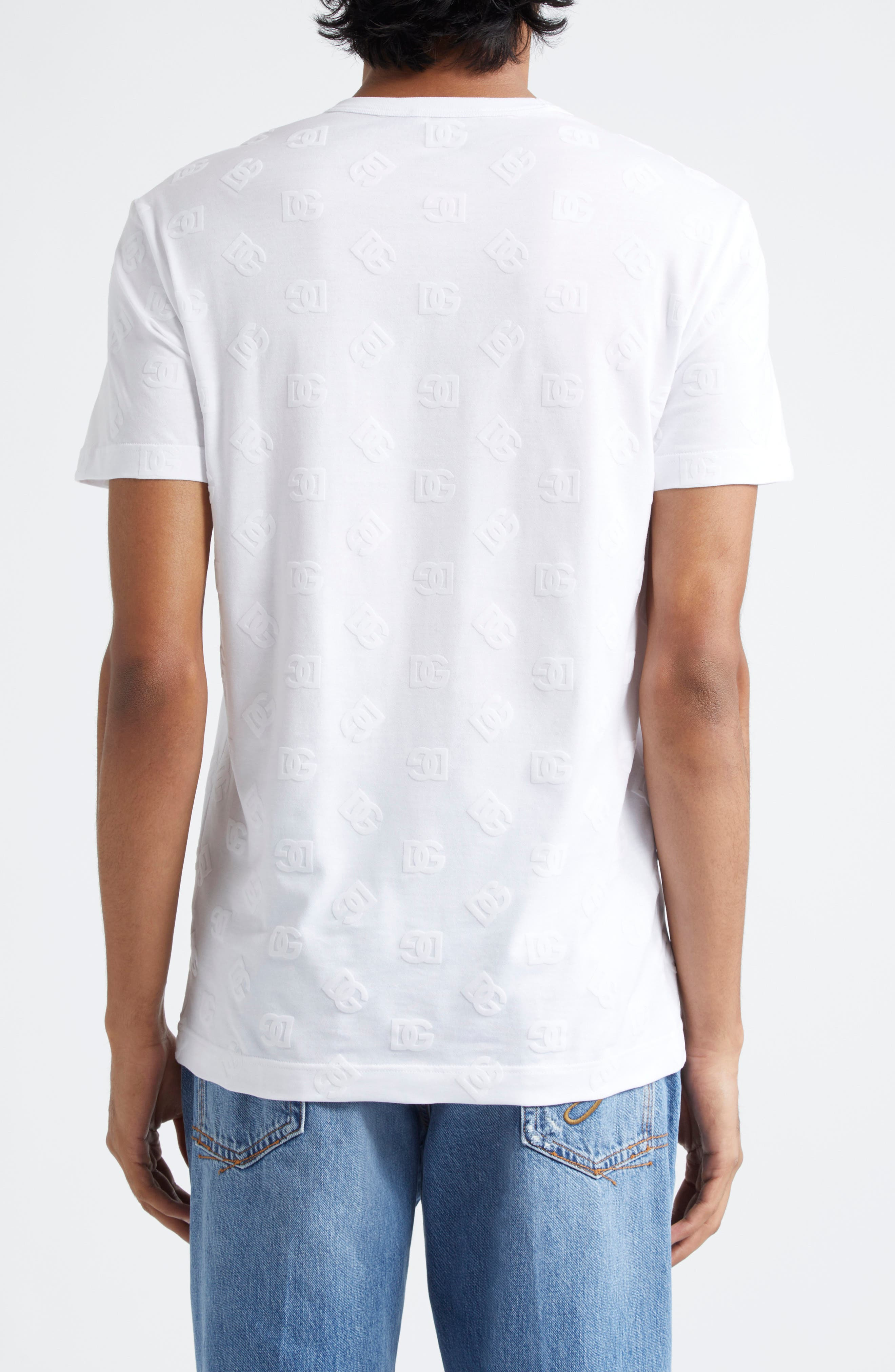 Dolce&Gabbana Re-Edition Flocked Logo Cotton T-Shirt in W0800 Bianco Ottico at Nordstrom - 2