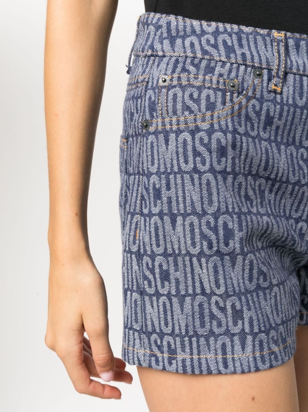 monogram-jacquard denim shorts - 5