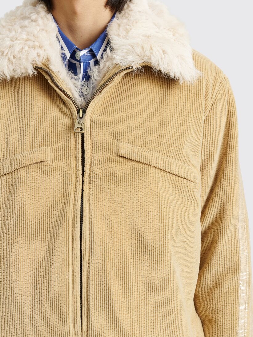 ERL CORDUROY JACKET FUR COLLAR WOVEN BEIGE - 6