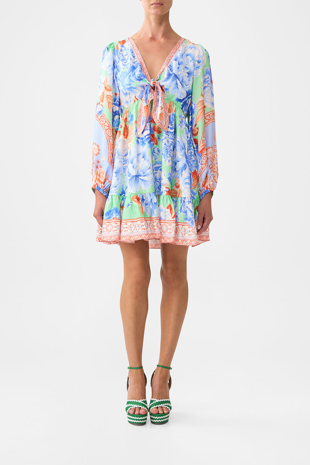 SHORT TIE FRONT BLOUSON DRESS - 2