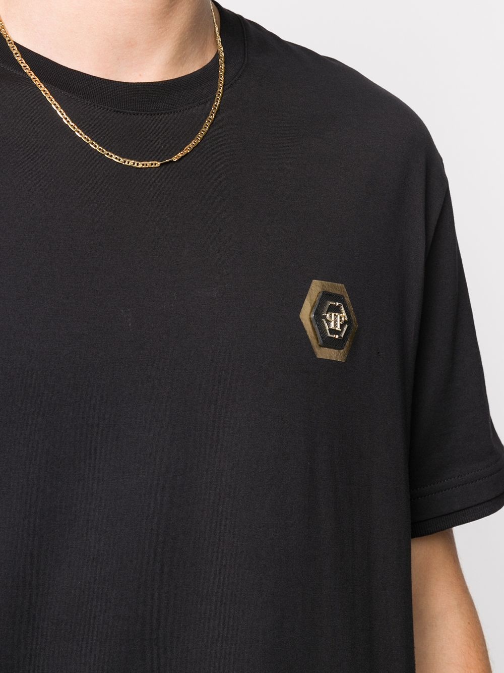 logo patch round neck T-shirt - 5