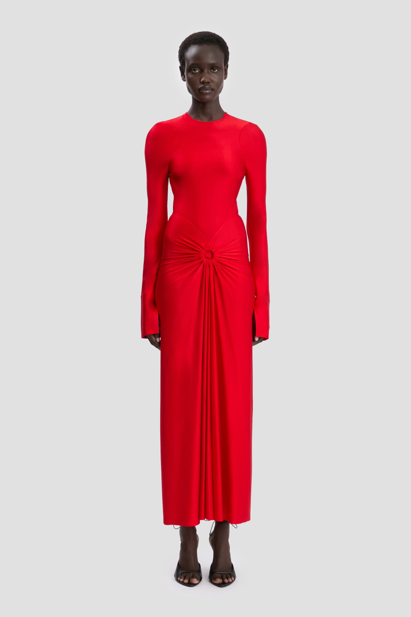 Victoria Beckham Frances Midi Dress In Cardinal Red outlook