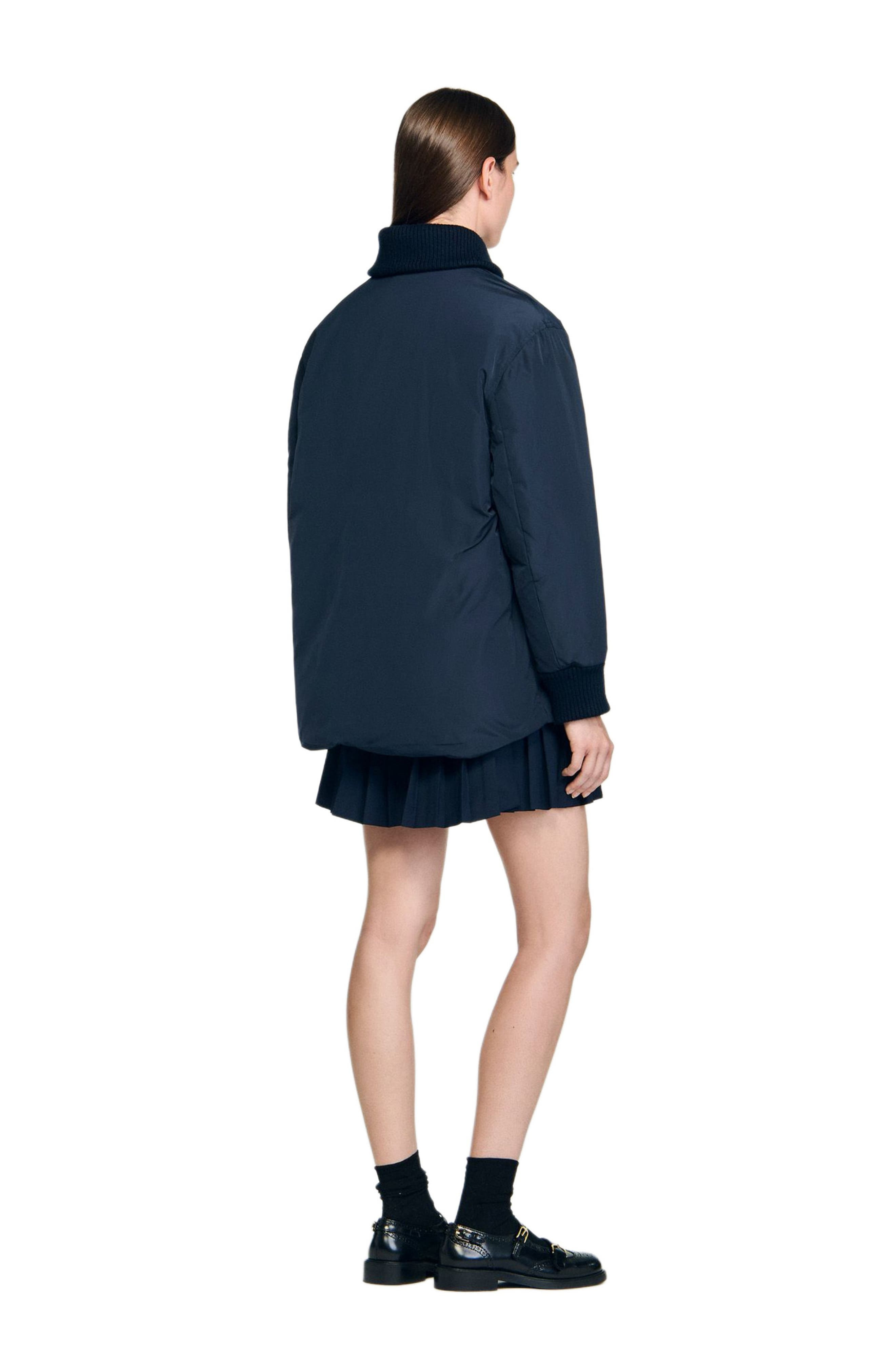 SANDRO Puffer jacket with teddy collar in Navy Blue at Nordstrom - 2