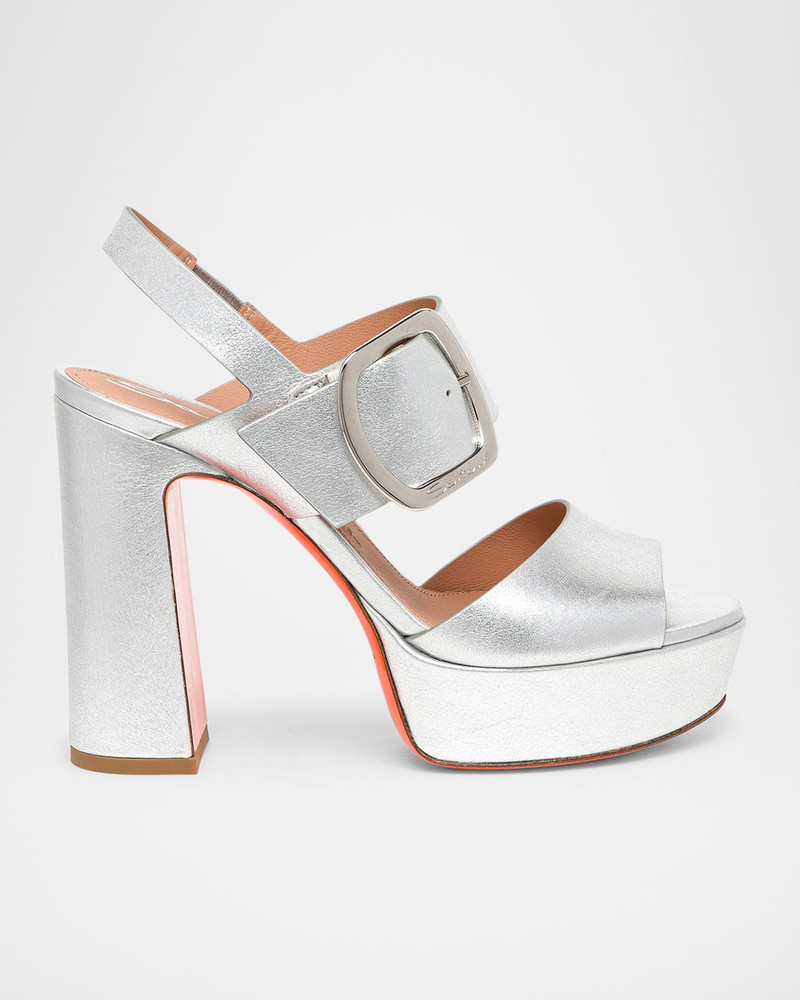 Santoni Bruxel Metallic Buckle Platform Sandals outlook