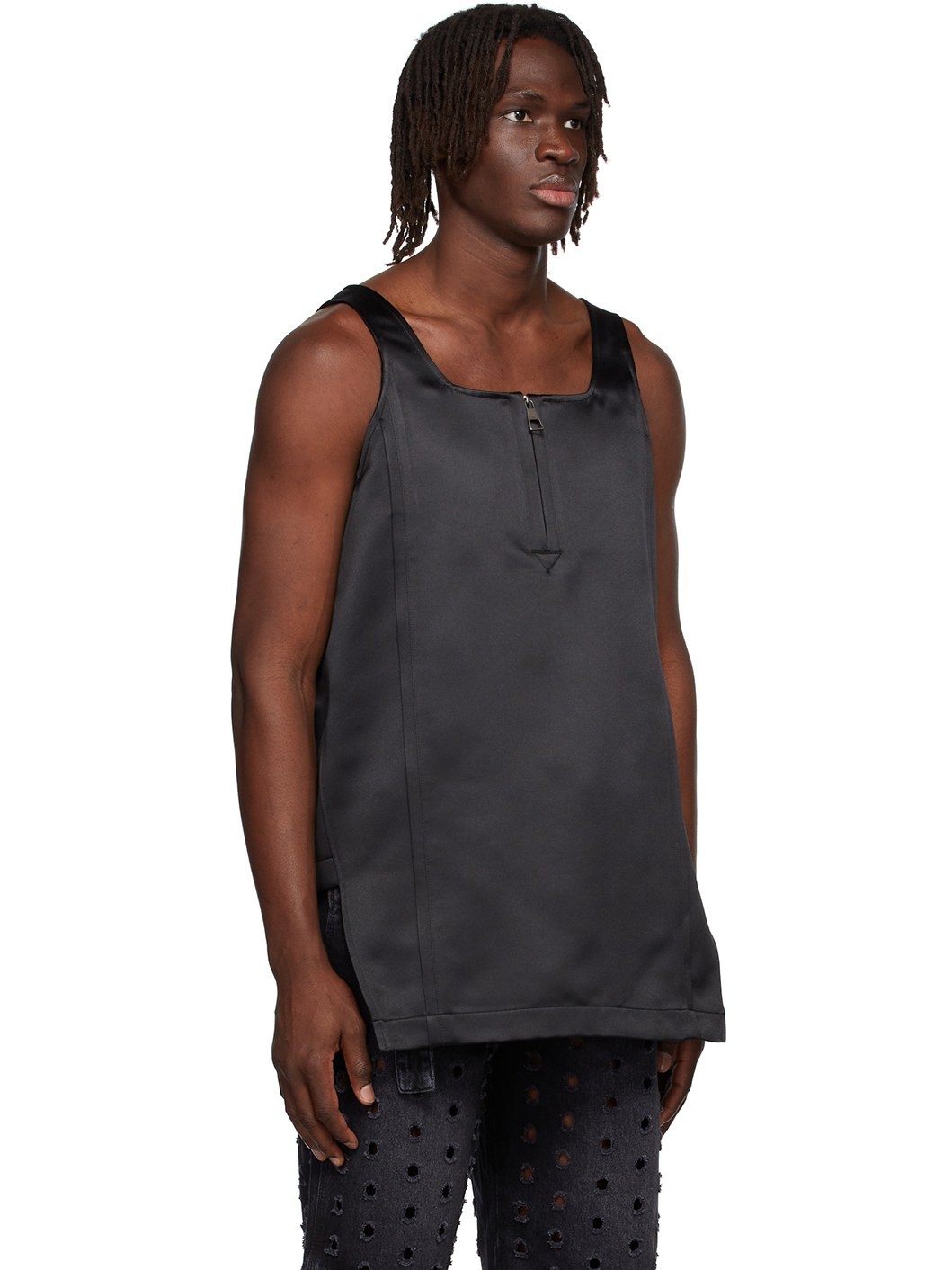 Black Polyester Tank Top - 2