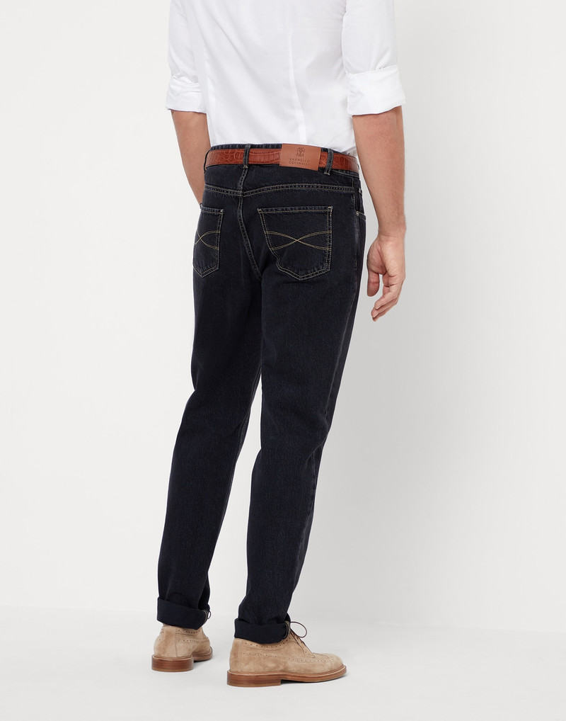 Brunello Cucinelli Grayscale denim traditional fit five-pocket trousers outlook