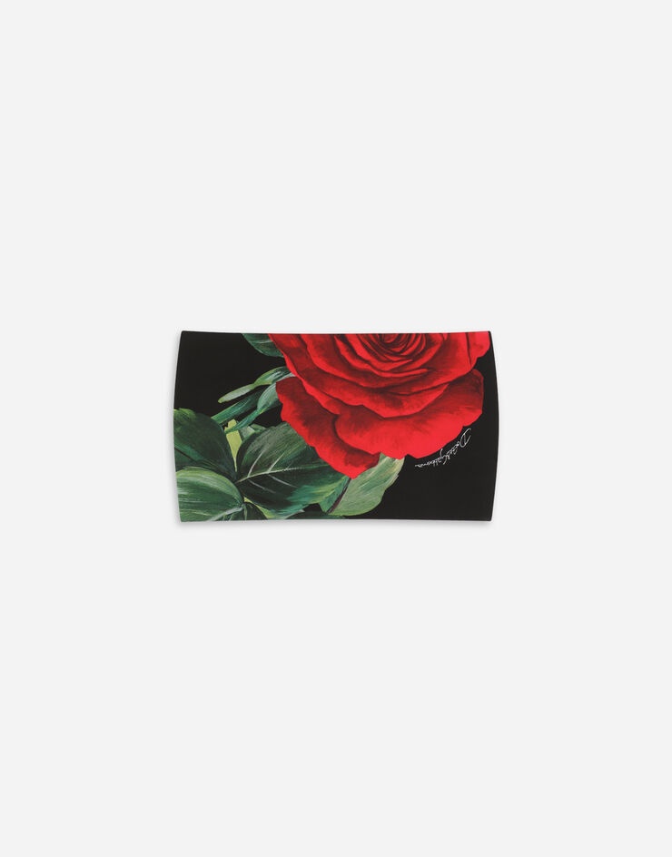 Jersey headband with red rose print - 2