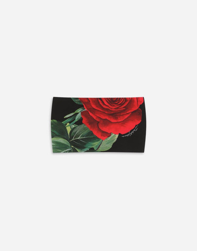 Dolce & Gabbana Jersey headband with red rose print outlook