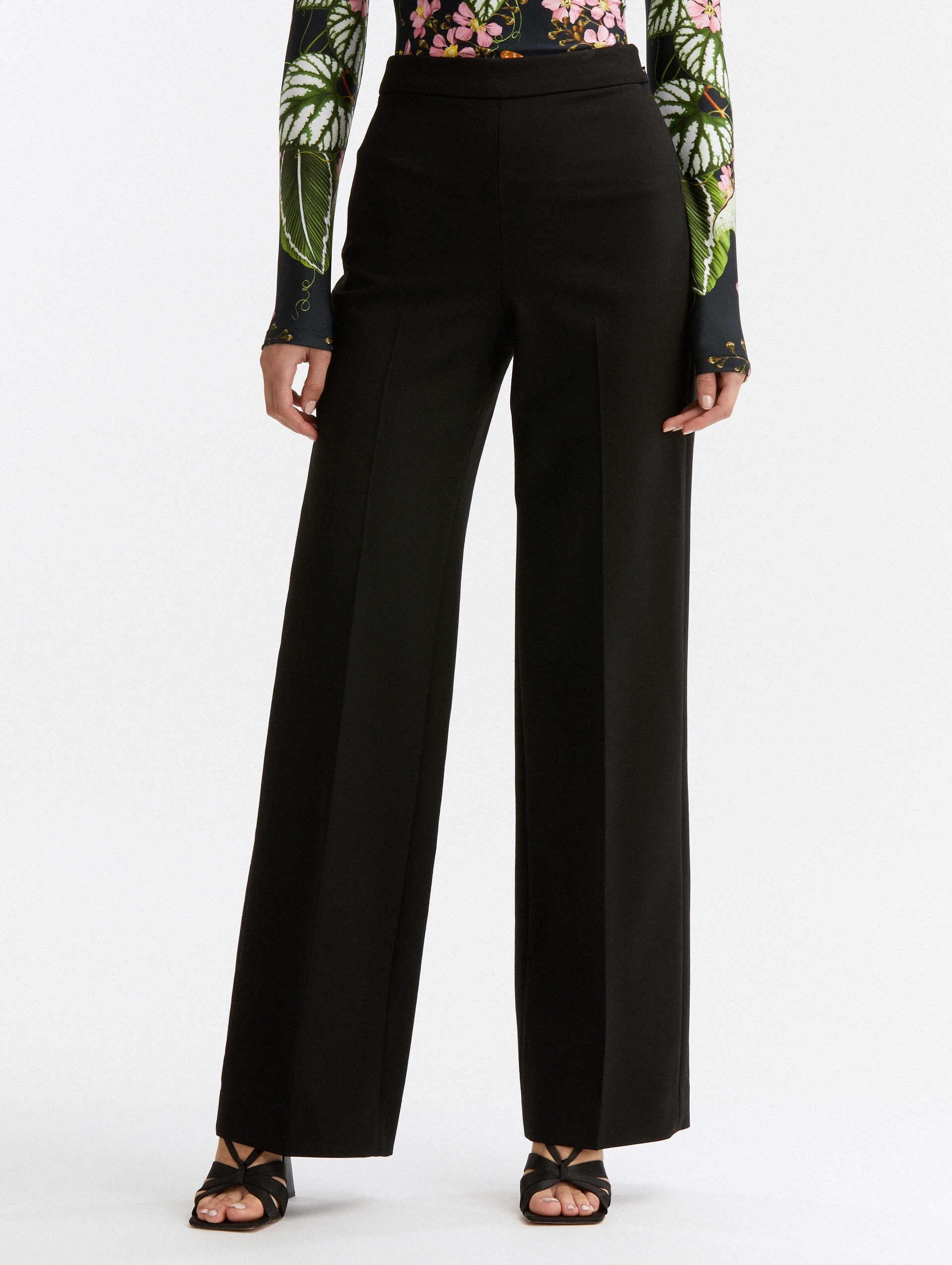 ZIP FRONT WIDE LEG PANTS - 3