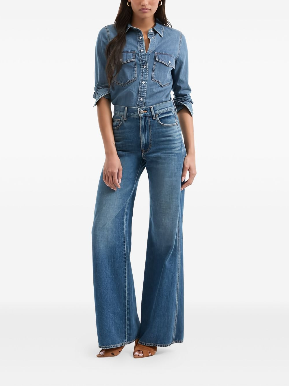 flap-pocket denim shirt - 2
