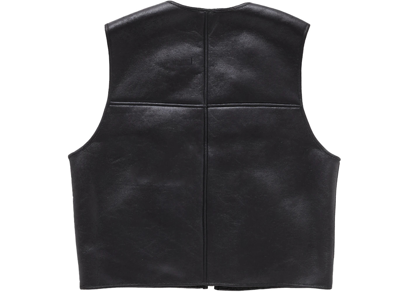 Supreme Reversible Faux Shearling Work Vest Black - 2
