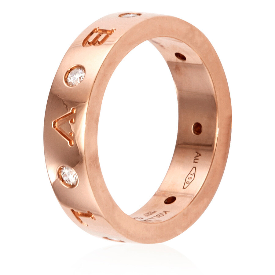 Bvlgari Ladies 18 kt Rose Gold Band Ring with Diamonds, Size 54 - 3