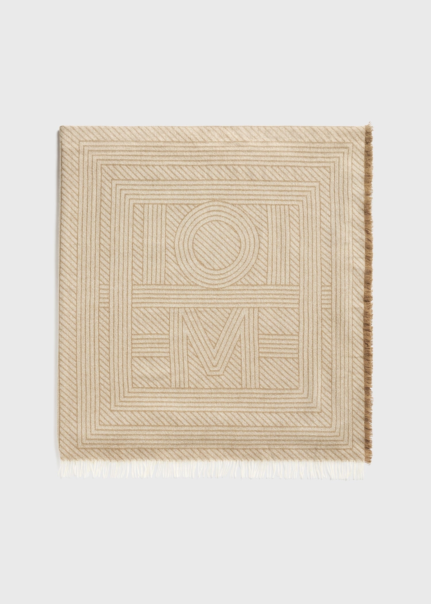 Striped monogram wool scarf biscuit - 6