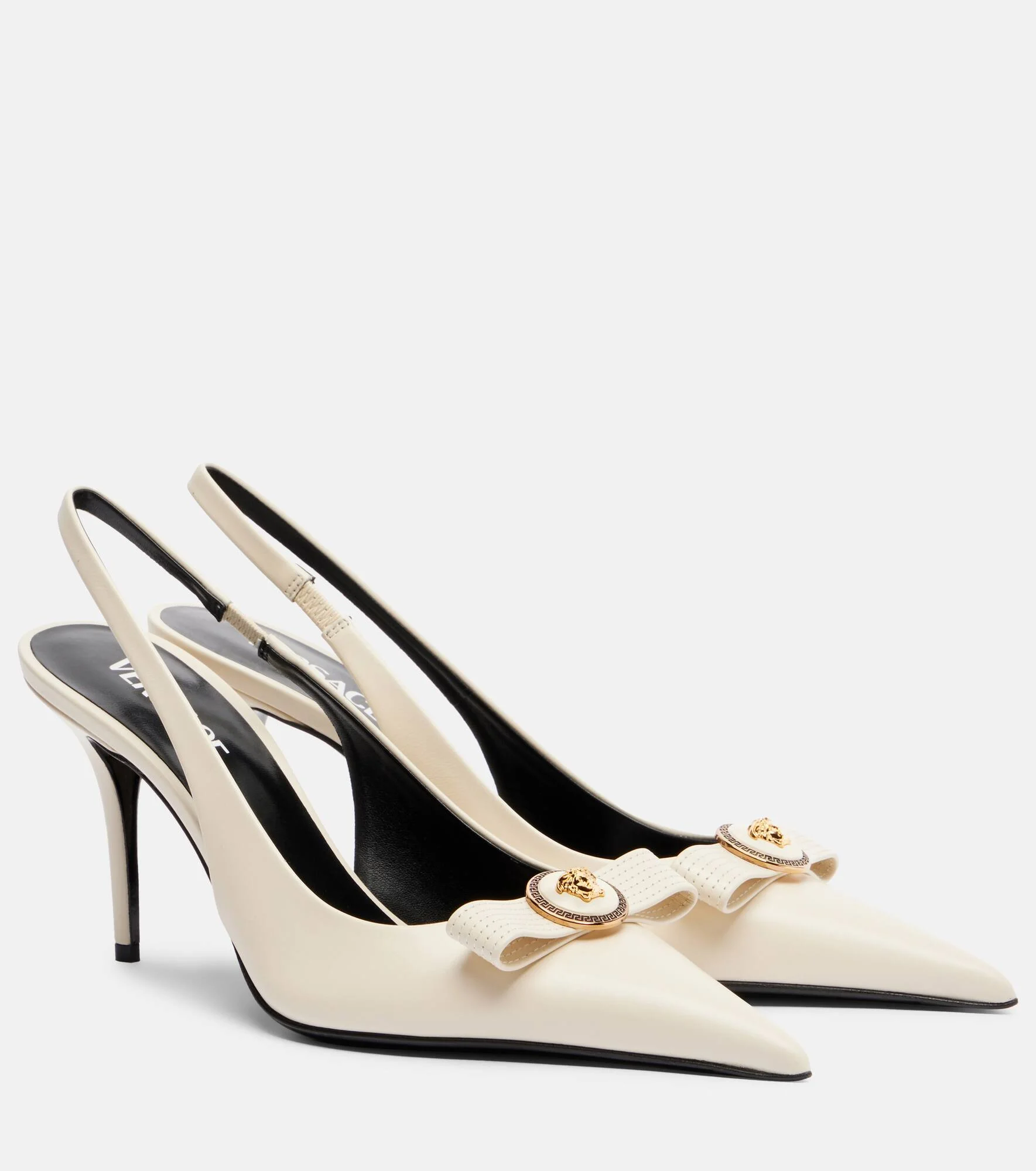 Gianni Ribbon 85 leather slingback pumps - 1