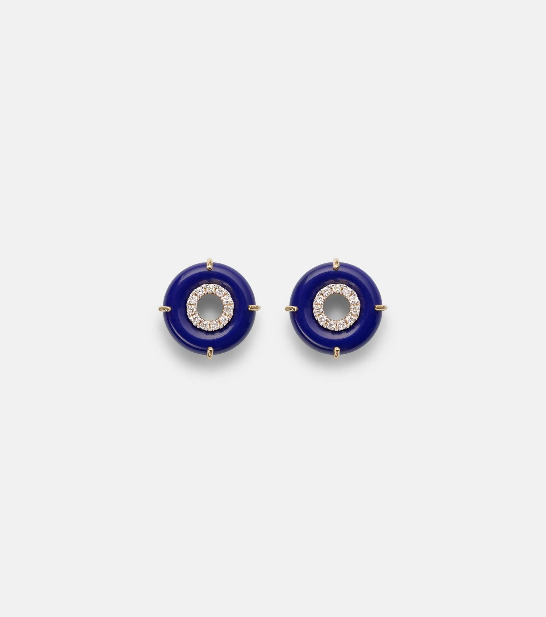 14kt gold earrings with lapis lazuli and diamonds - 1