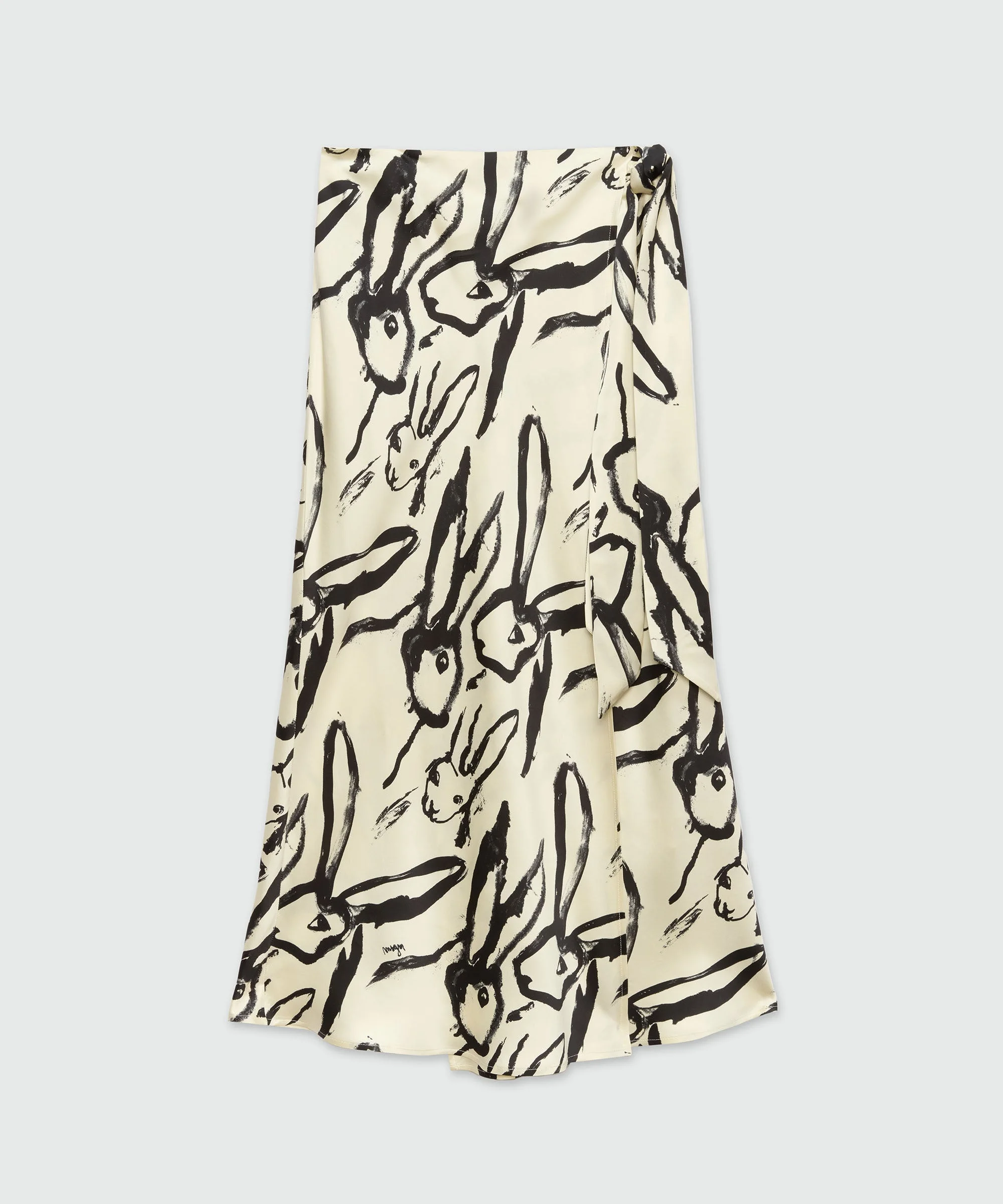 Ivory midi skirt with "Sketched Bunnies" print - 1